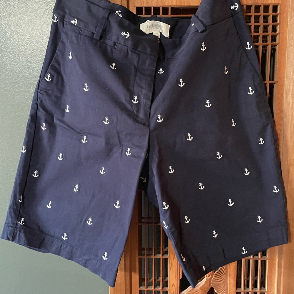 Talbots Blue and White Bermuda Shorts with Nautical Print